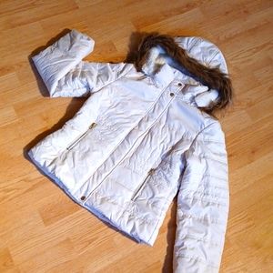 Maralyn & me Cream Parka Coat with detachable faux fur hood